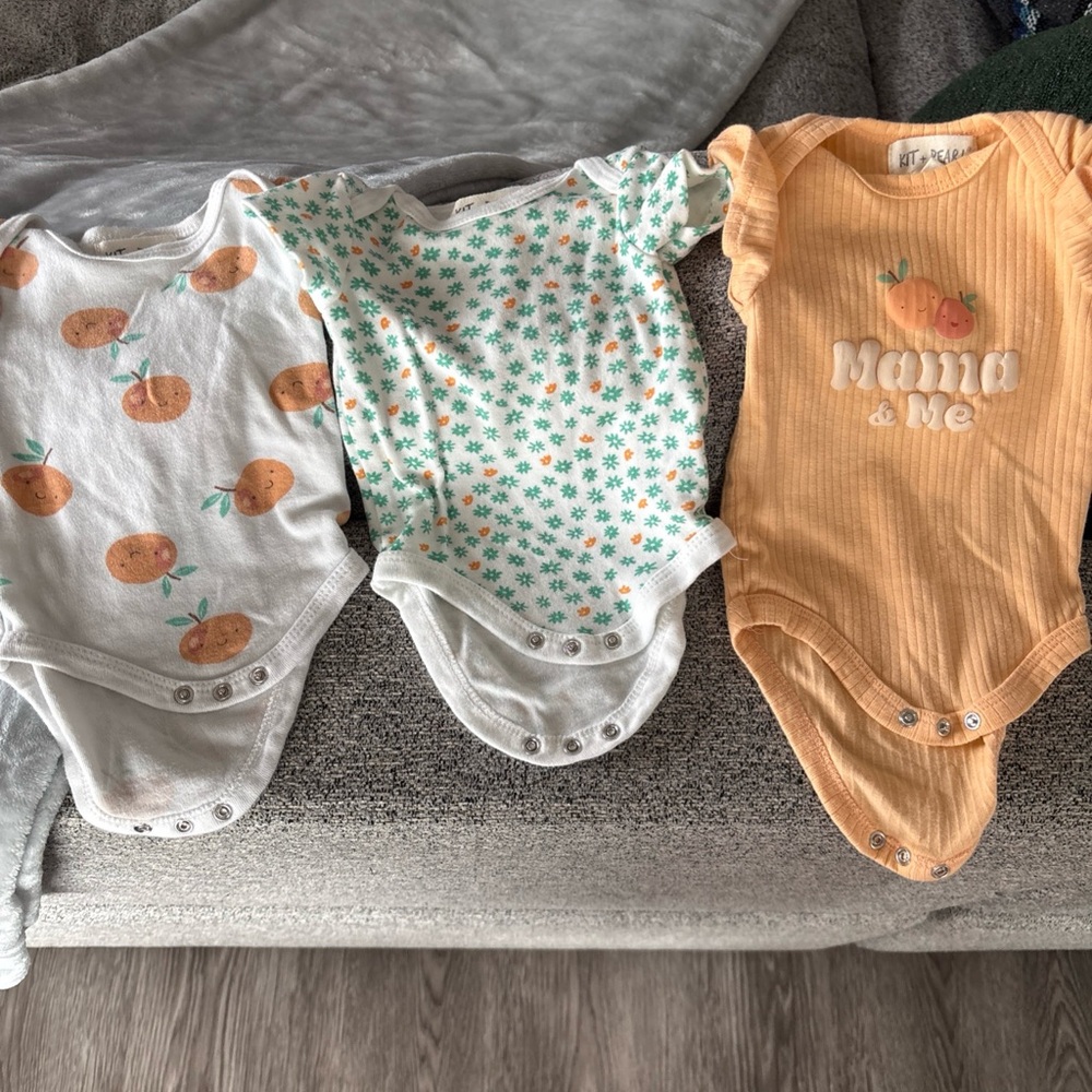 Mama & Me Orange and White Bodysuit Set